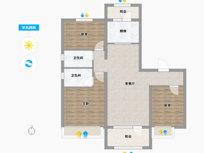 河北省-唐山市-迁西碧桂园·天玺湾-83.59-户型库-采光通风