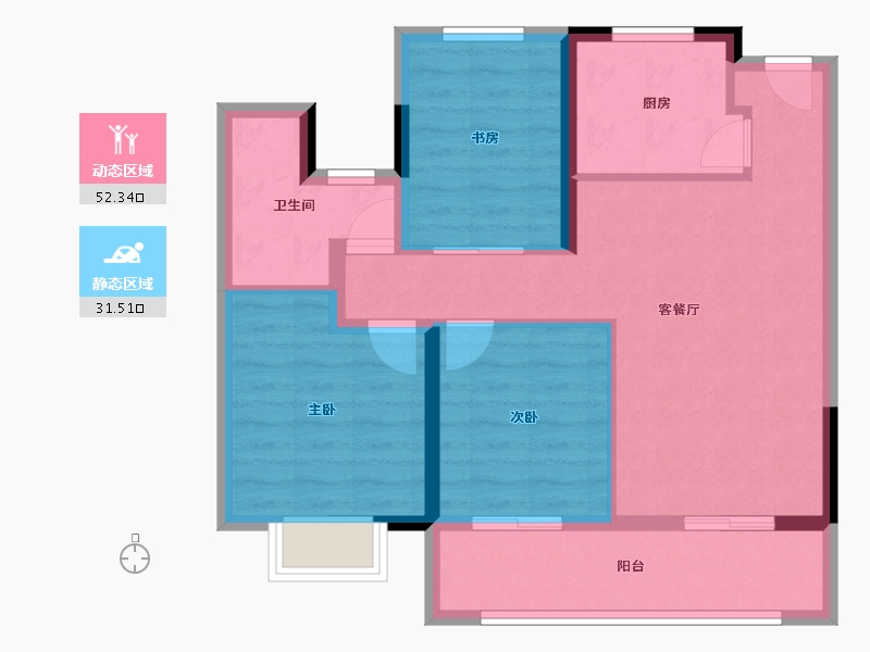 江苏省-常州市-金新滟澜湖-74.41-户型库-动静分区