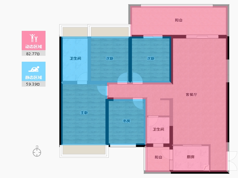 云南省-红河哈尼族彝族自治州-缙颐·听蓝半山-127.01-户型库-动静分区