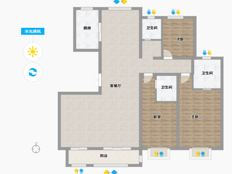 河北省-唐山市-瑞宫•天屿湾-140.38-户型库-采光通风