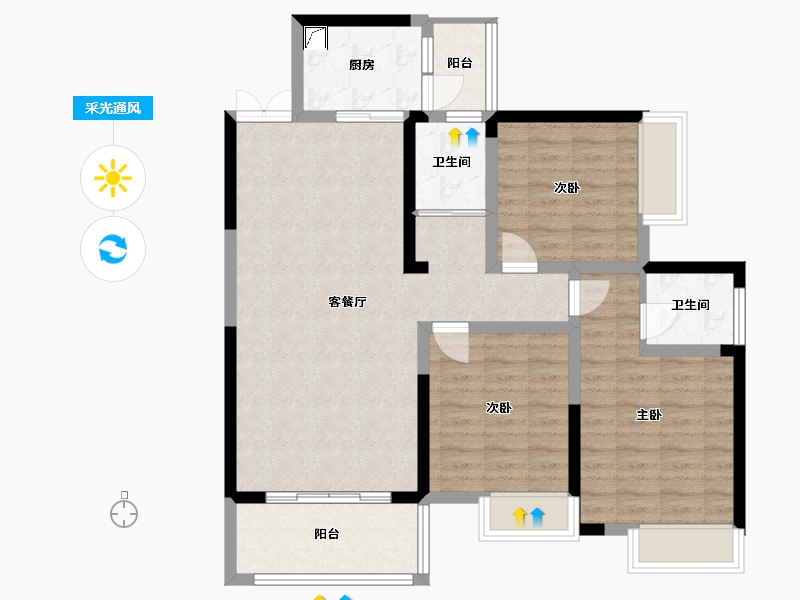 湖南省-株洲市-华晨·山水豪庭-109.00-户型库-采光通风