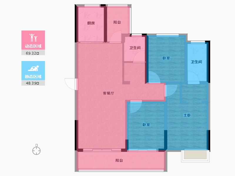 河南省-安阳市-中茂玖悦府-105.61-户型库-动静分区