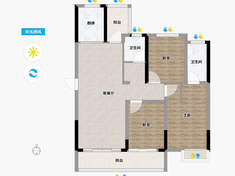 河南省-安阳市-中茂玖悦府-105.61-户型库-采光通风