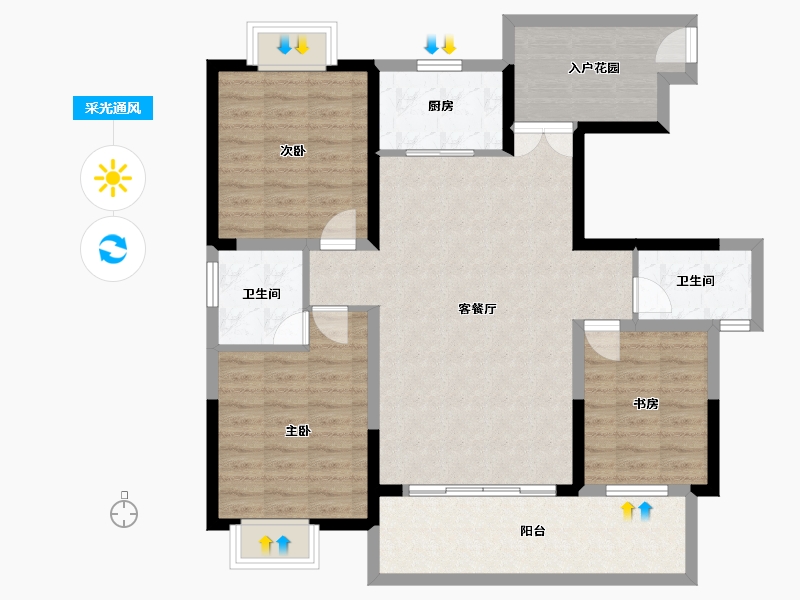 河南省-南阳市-中熙·御龙湾-104.01-户型库-采光通风