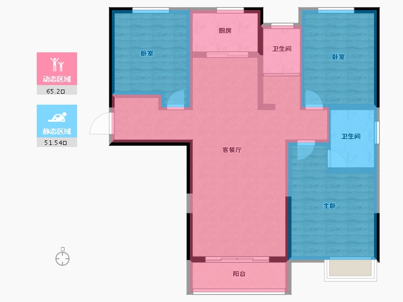 河南省-安阳市-中茂玖悦府-104.65-户型库-动静分区