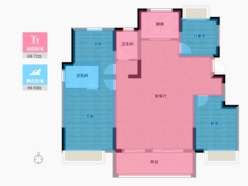 安徽省-宿州市-锦天·禧悦华府-106.41-户型库-动静分区