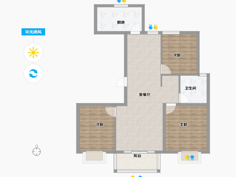 山西省-临汾市-公园壹号·华夏悦府-92.80-户型库-采光通风