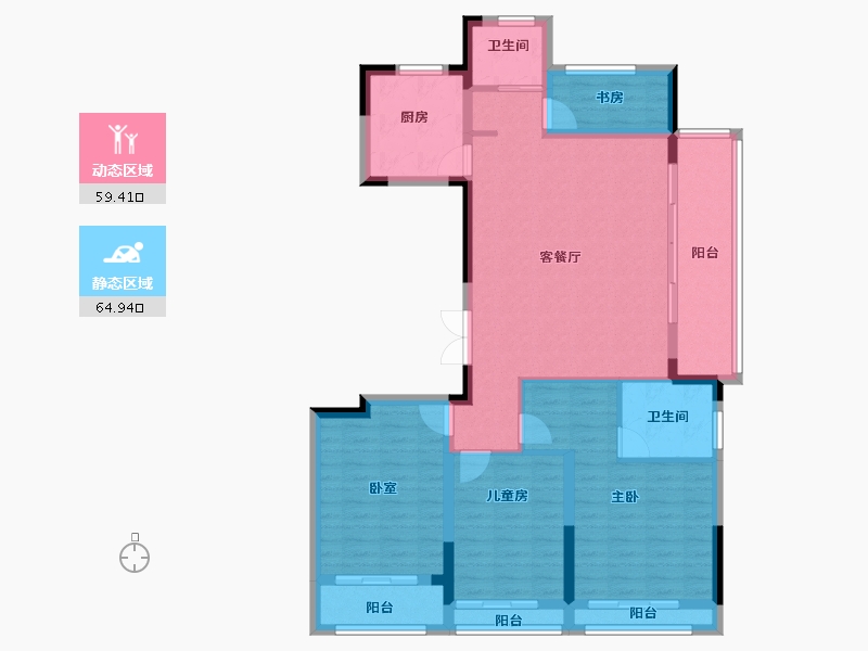 浙江省-台州市-杨帆·龙禧二期-111.40-户型库-动静分区