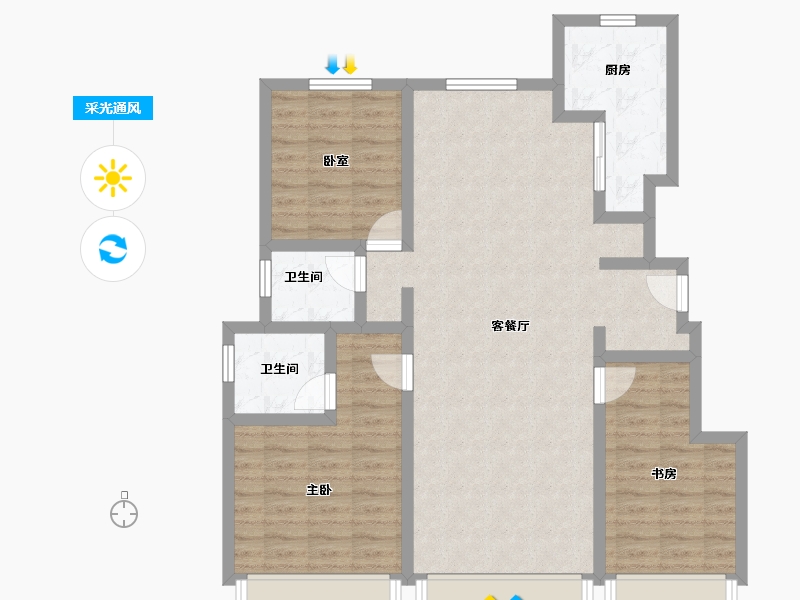 河北省-保定市-华远·海蓝城二期-96.94-户型库-采光通风