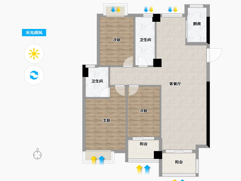 福建省-南平市-绿欧·香槟城-105.29-户型库-采光通风