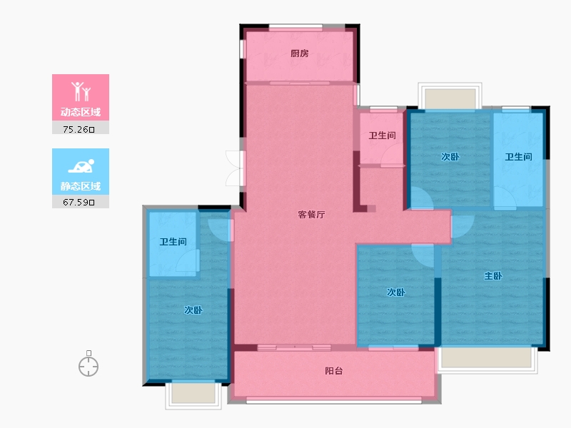 江苏省-南京市-棠玥府-129.60-户型库-动静分区