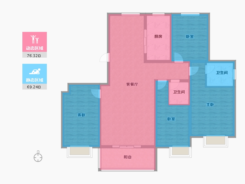 陕西省-安康市-坝河新城-131.03-户型库-动静分区