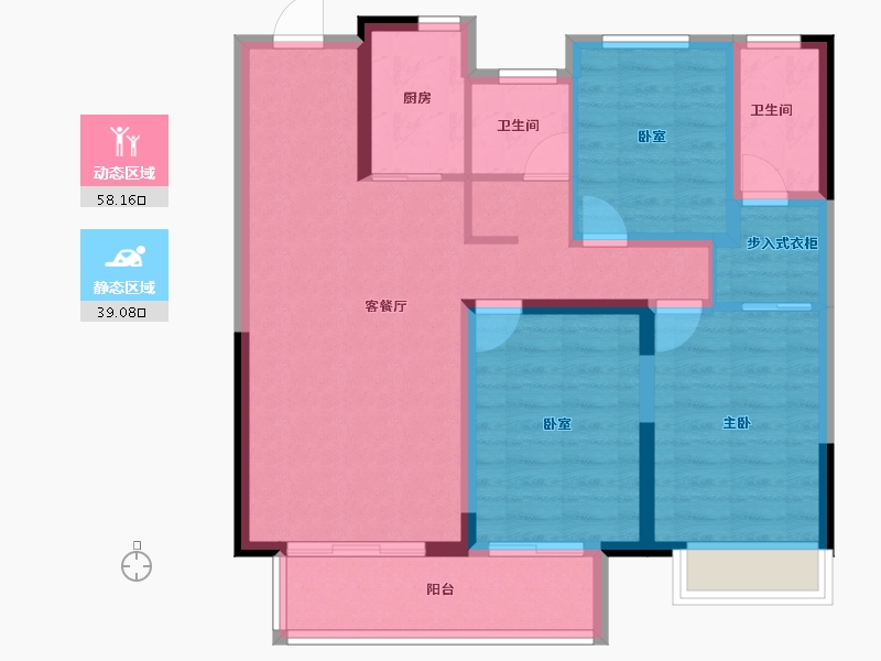 河南省-安阳市-中茂玖悦府-86.47-户型库-动静分区