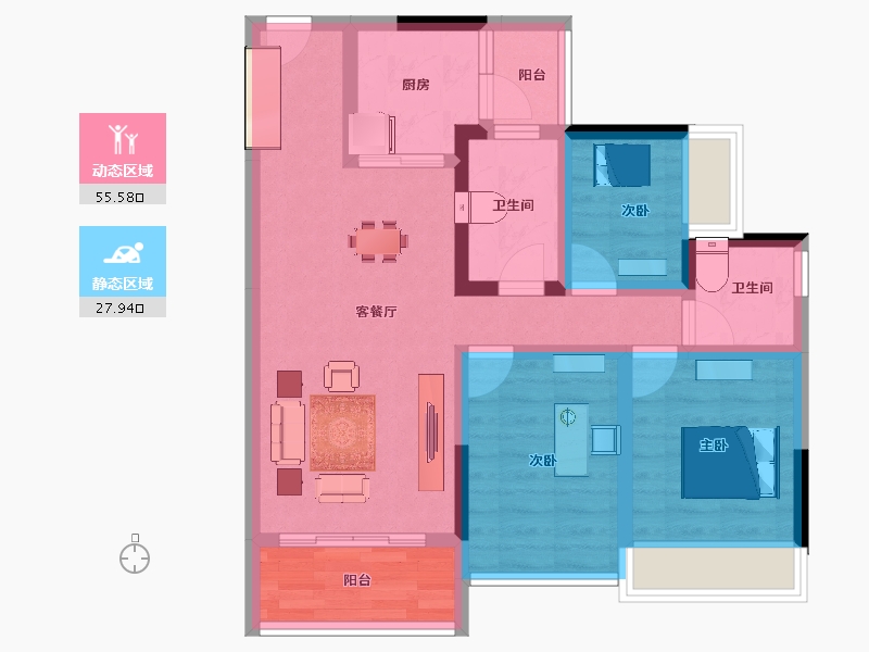 广东省-肇庆市-四会碧桂园明珠花园-72.33-户型库-动静分区