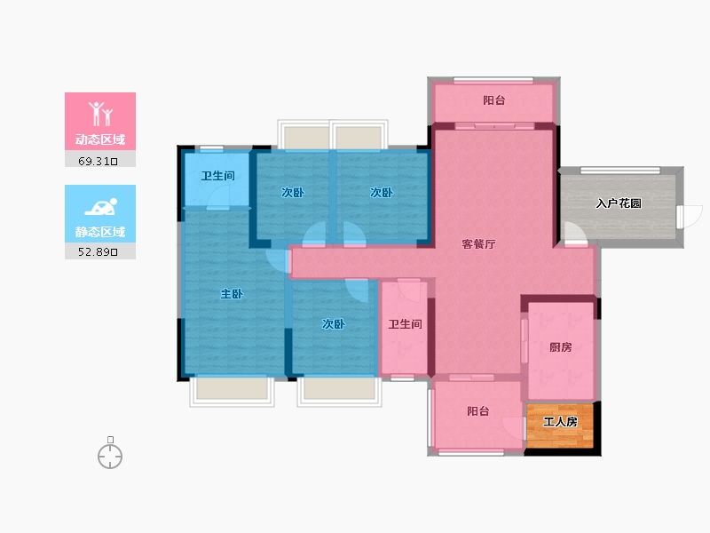 贵州省-黔南布依族苗族自治州-千景·樾园-120.92-户型库-动静分区