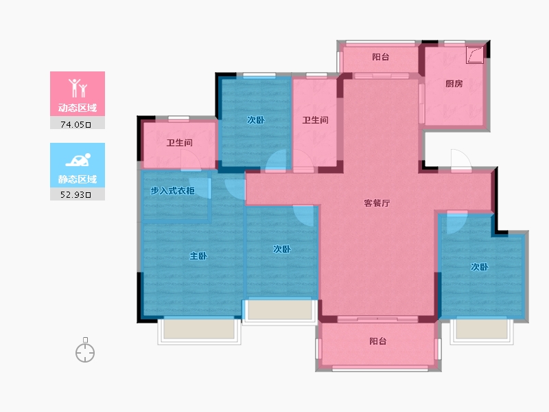 浙江省-湖州市-湖州恒大珺睿府-113.61-户型库-动静分区