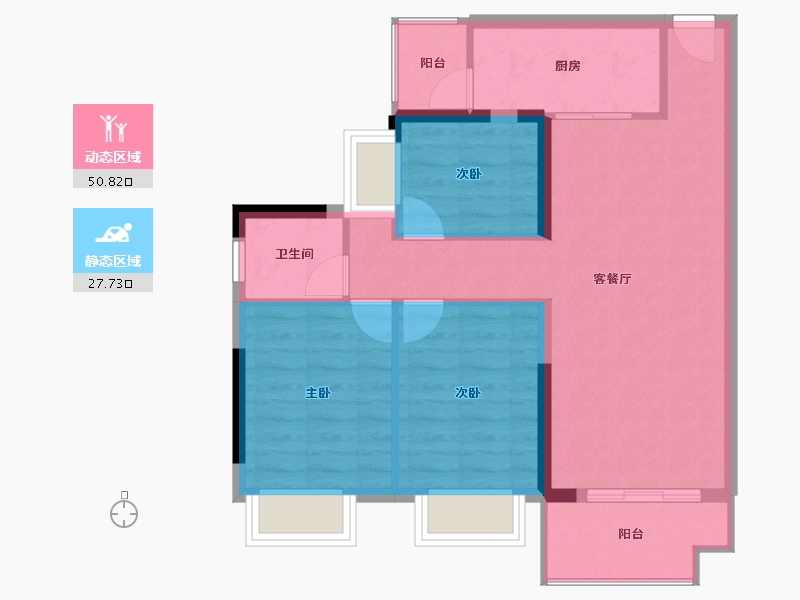 广东省-东莞市-腾龙名悦公馆住宅-70.59-户型库-动静分区