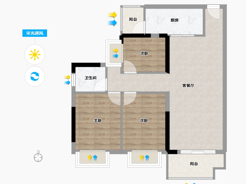 广东省-东莞市-腾龙名悦公馆住宅-70.59-户型库-采光通风