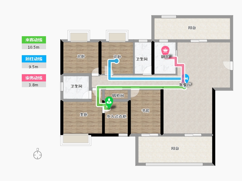 湖南省-娄底市-鑫湘悦璟台-136.45-户型库-动静线