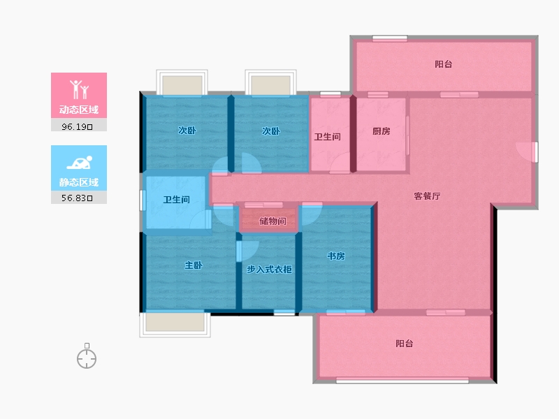 湖南省-娄底市-鑫湘悦璟台-136.45-户型库-动静分区