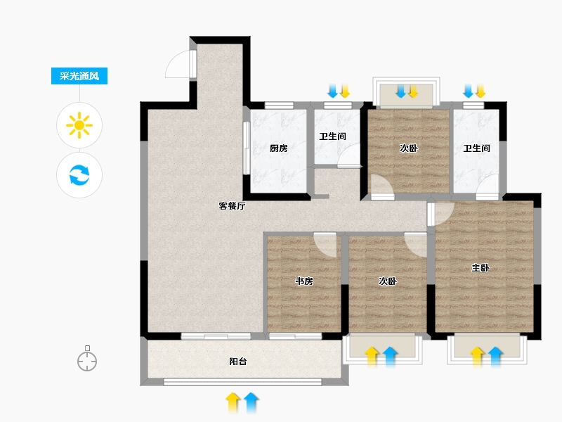 江苏省-南京市-棠玥府-104.06-户型库-采光通风