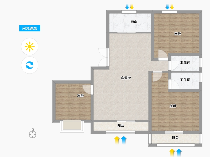 甘肃省-天水市-秦都·铂金峰范-93.60-户型库-采光通风