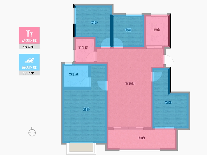 安徽省-合肥市-华宇信达北麓雅舍-89.34-户型库-动静分区