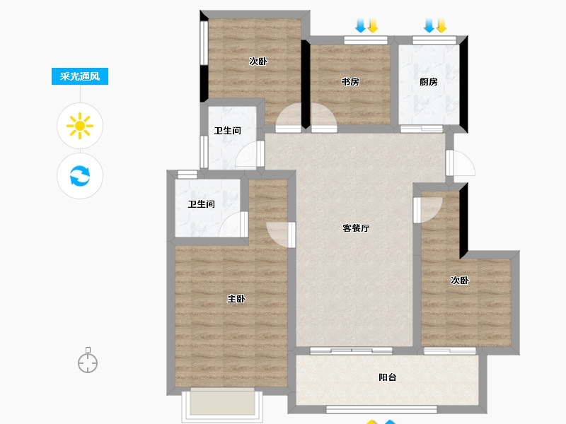 安徽省-合肥市-华宇信达北麓雅舍-89.34-户型库-采光通风