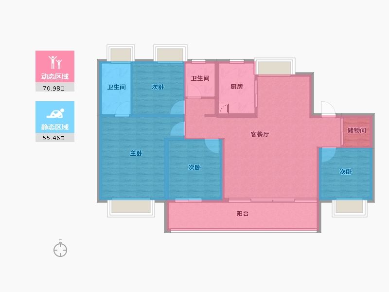 江苏省-南通市-大华海启东方-114.40-户型库-动静分区