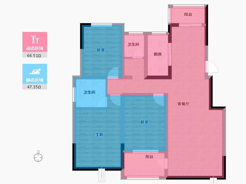 河南省-安阳市-中茂玖悦府-100.87-户型库-动静分区