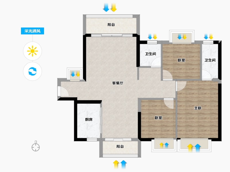 广东省-东莞市-海德琥珀臺-89.29-户型库-采光通风