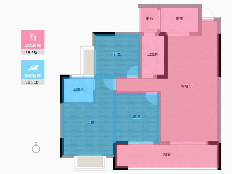 贵州省-安顺市-华腾熙悦府-85.85-户型库-动静分区