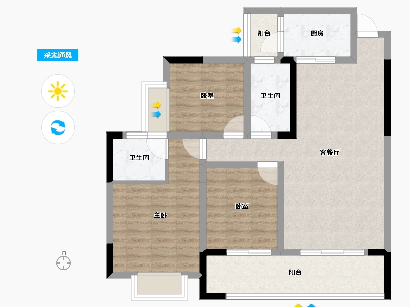 贵州省-安顺市-华腾熙悦府-85.85-户型库-采光通风