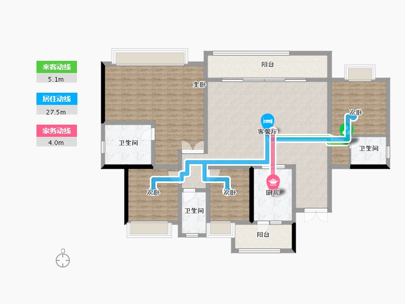 四川省-成都市-融创玖棠府住宅-158.53-户型库-动静线