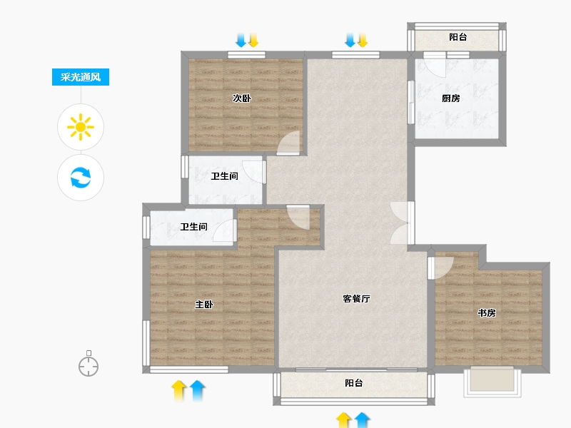 甘肃省-临夏回族自治州-城投·漓水名都-116.00-户型库-采光通风