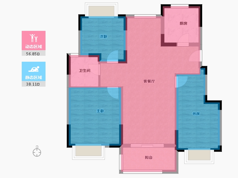 江苏省-南通市-绿地·长岛-84.77-户型库-动静分区