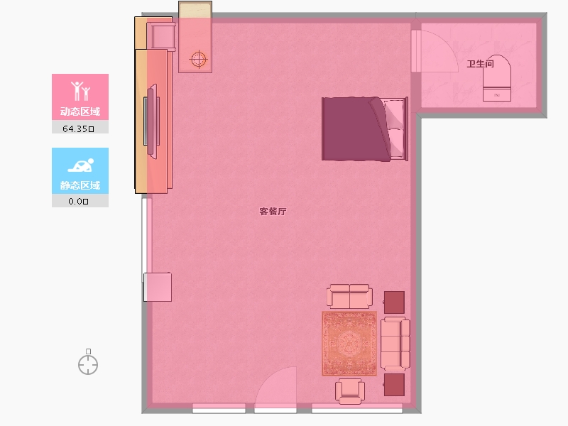 内蒙古自治区-呼和浩特市-盛世国际公寓-60.00-户型库-动静分区