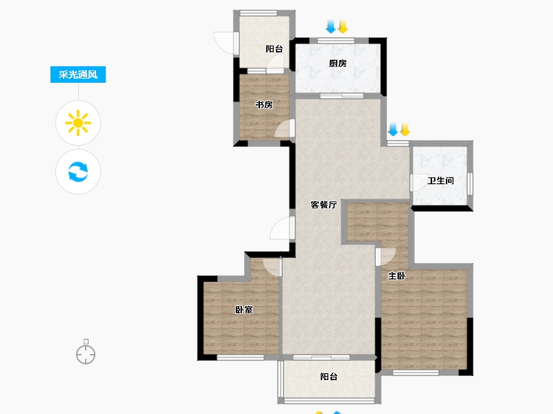 浙江省-台州市-杨帆·龙庭-108.77-户型库-采光通风