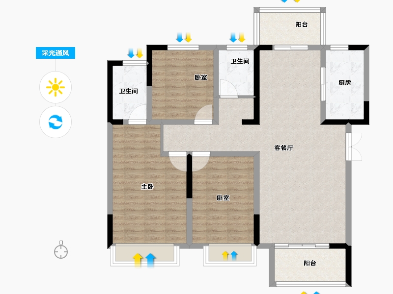 河南省-南阳市-建业龙悦城-105.60-户型库-采光通风