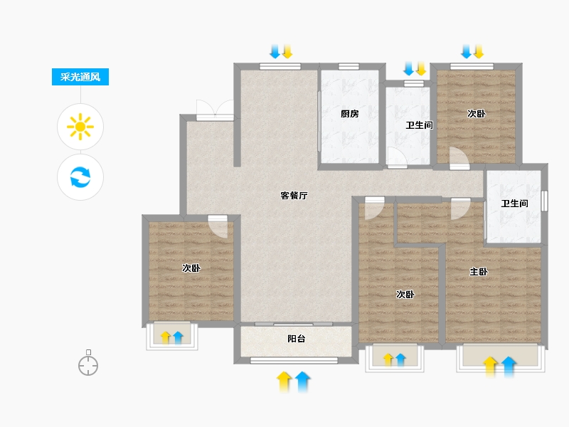 河南省-驻马店市-泌阳置地上河府-120.12-户型库-采光通风