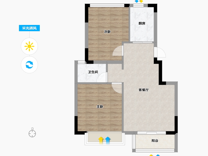 浙江省-嘉兴市-鸿翔仰山郡-64.00-户型库-采光通风