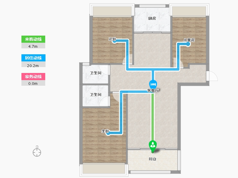 内蒙古自治区-乌兰察布市-兴泰·锦绣华城二期-95.83-户型库-动静线