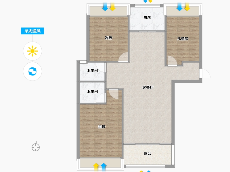 内蒙古自治区-乌兰察布市-兴泰·锦绣华城二期-95.83-户型库-采光通风