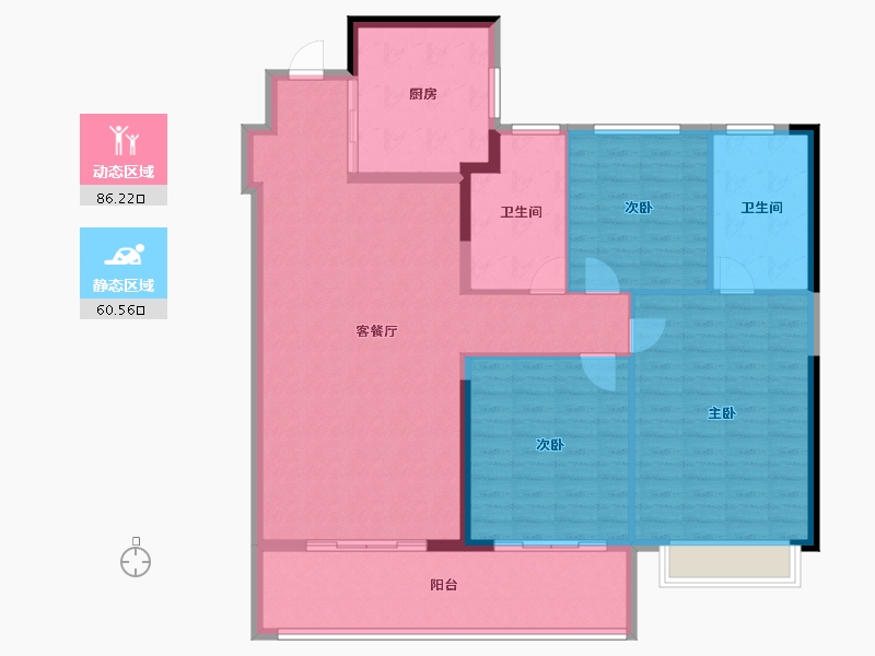 浙江省-宁波市-朝望悦府-134.87-户型库-动静分区