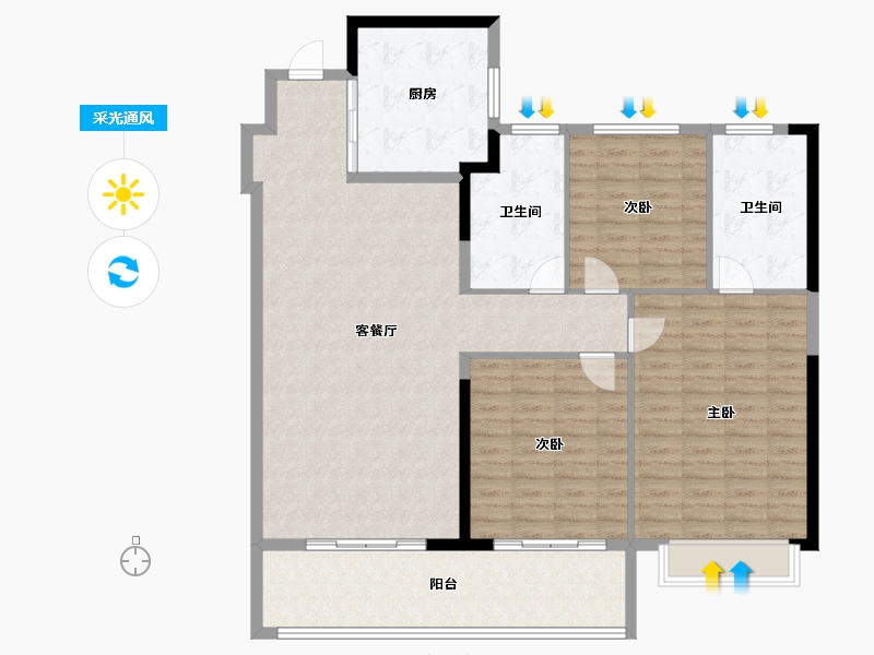 浙江省-宁波市-朝望悦府-134.87-户型库-采光通风