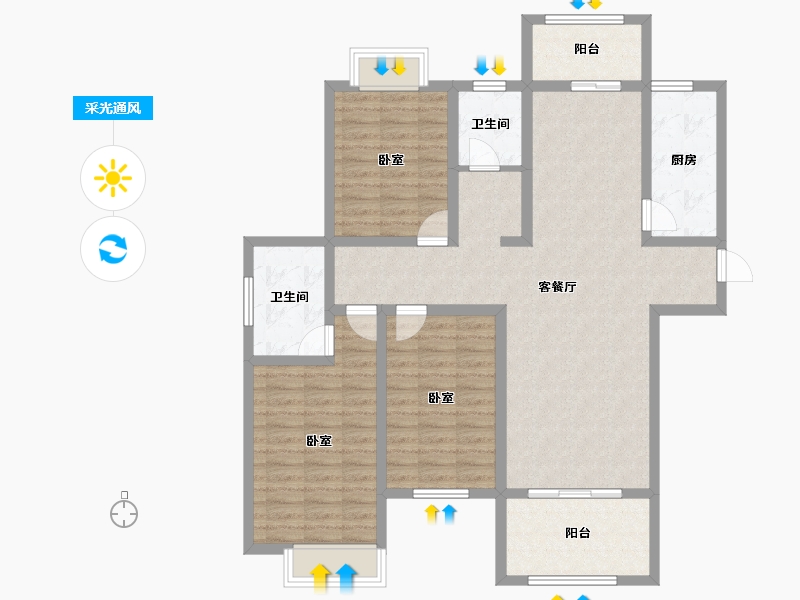 河南省-南阳市-南都明珠•滨湖新城-113.06-户型库-采光通风