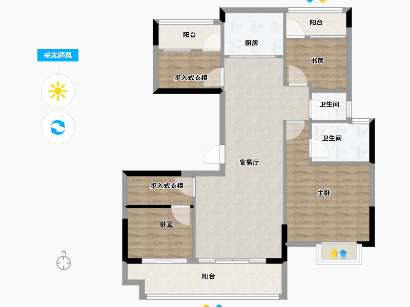 江西省-上饶市-德信·碧桂园·君宸府-100.00-户型库-采光通风