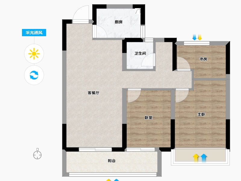 安徽省-宿州市-锦天·禧悦华府-70.92-户型库-采光通风