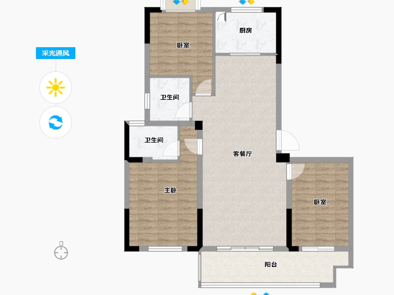 安徽省-宿州市-砀山兰庭雅苑-100.55-户型库-采光通风