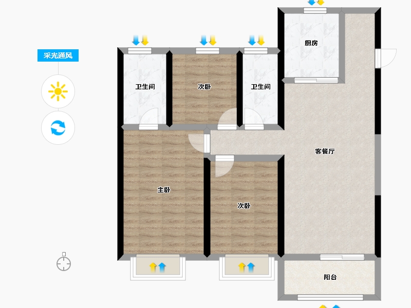 山西省-太原市-中国铁建·青秀嘉苑-93.15-户型库-采光通风